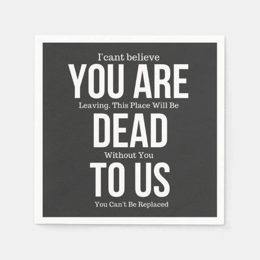 Je bent dood voor ons servet (Voorkant)