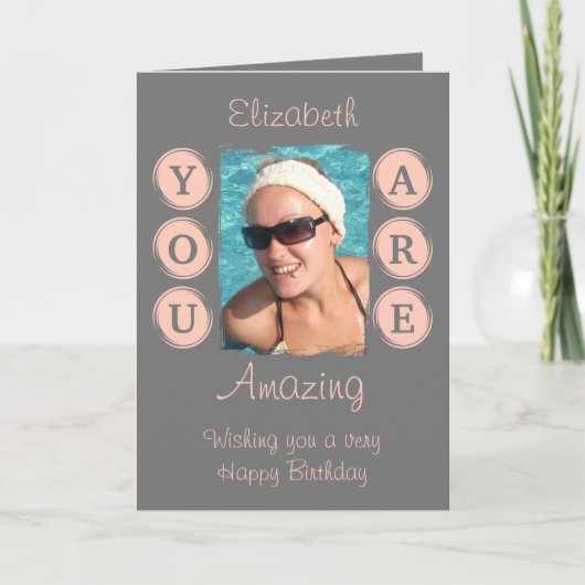 Je bent een geweldige foto, grijs koraal verjaarda kaart (Voorkant)