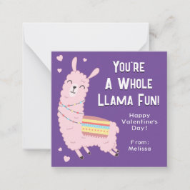 Je bent een hele Llama Fun Classroom Valentijnsdag Notitiekaartje