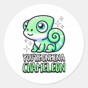 Je bent één in een kameleon! Schattigee kameleon p Ronde Sticker