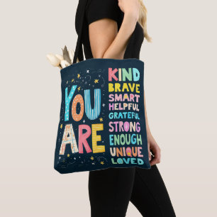 Je bent een Inspirerend positieve typografie Draagtas