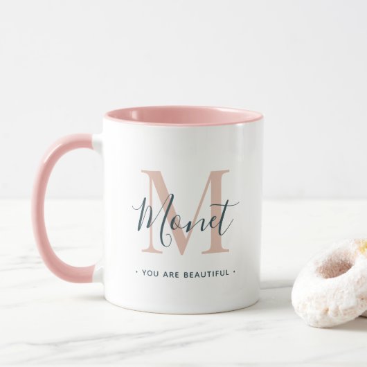 Je bent een mooi chique monogram mok (Met donut)