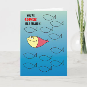 Je bent één op een miljoen!  Funny Red Fish Card Feestdagen Kaart
