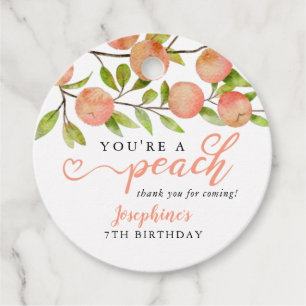 Je bent een Peach rustieke zomer verjaardagsfeest Bedankjes Labels