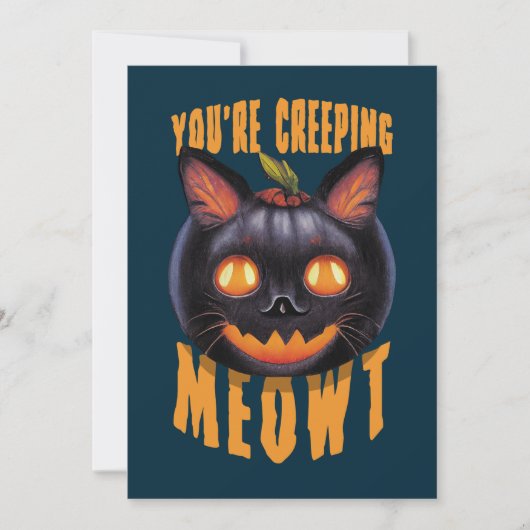 Je bent een sluipende Meowt. | Halloween Black Cat Kaart (Voorkant)