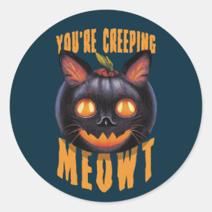 Je bent een sluipende Meowt. Halloween Black Cat Ronde Sticker