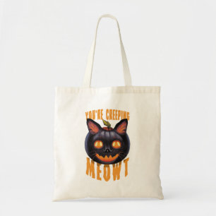 Je bent een sluipende Meowt. Halloween Black Cat Tote Bag