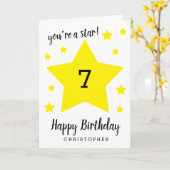 Je bent een Star 7th Birthday Card Kaart (Gele Bloem)