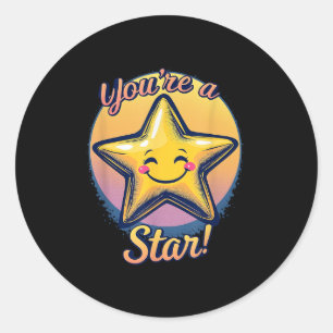 Je Bent Een Ster Compliment Dag Motiverend Ontwerp Ronde Sticker