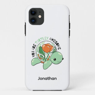 Je bent een Turtley Geweldige Bloemsappige Schildp iPhone 11 Hoesje