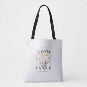 Je bent een unieke Floral Slogan Draagtas