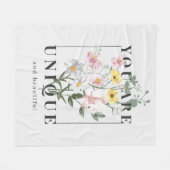 Je bent een unieke Floral Slogan Fleece Deken (Voorkant (Horizontaal))