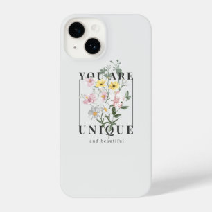 Je bent een unieke Floral Slogan iPhone 14 Hoesje