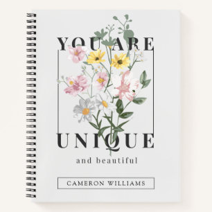 Je bent een unieke Floral Slogan Notitieboek