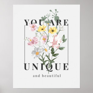 Je bent een unieke Floral Slogan Poster