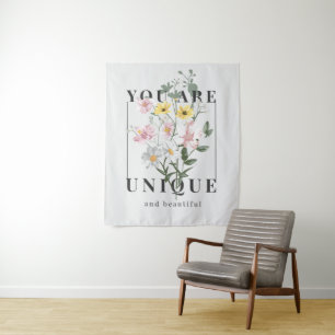 Je bent een unieke Floral Slogan Wandkleed