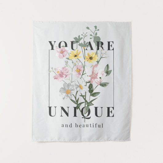 Je bent een unieke Floral Slogan Wandkleed (Voorkant)