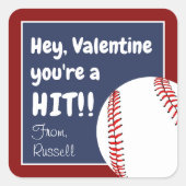 Je bent een Valentijn-honkbal-pleister Vierkante Sticker (Voorkant)