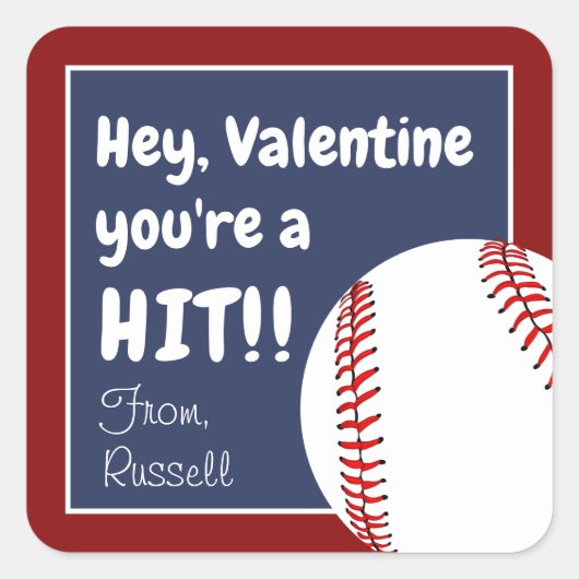 Je bent een Valentijn-honkbal-pleister Vierkante Sticker (Voorkant)