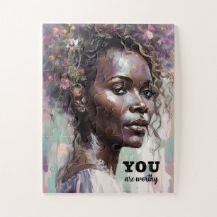 Je bent een waardige Afro-Amerikaanse vrouw Floral Legpuzzel