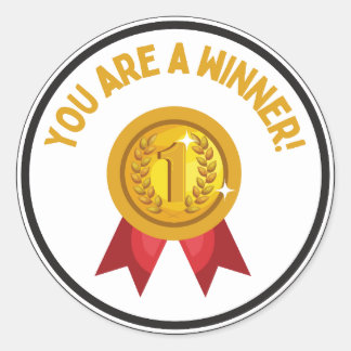 Je bent een winnaar goud en rood nummer een lint ronde sticker