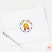 Je bent een winnaar goud en rood nummer een lint ronde sticker (Envelop)
