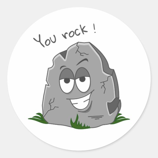Je bent gek! Funny Grey Cartoon Stone Ronde Sticker (Voorkant)