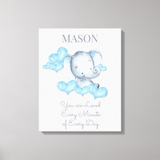 Je bent geliefd Schattige Baby Boy Elephant gepers Canvas Afdruk (Voorkant)