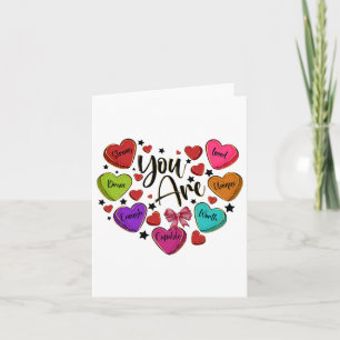 Je Bent Geliefd Waardig Genoeg Candy Heart Leraar Kaart