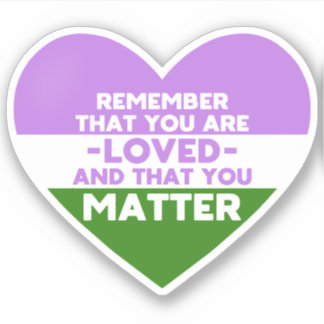 Je bent geliefd You matter (Genderqueer vlag hart) Sticker