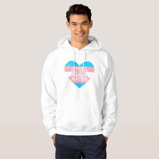 Je bent geliefd You matter (Trans flag hart) Hoodie (Voorkant volledig)
