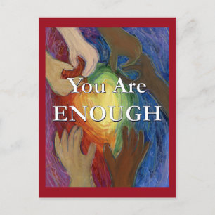 Je bent genoeg Rainbow Hearts Hands Art Briefkaart