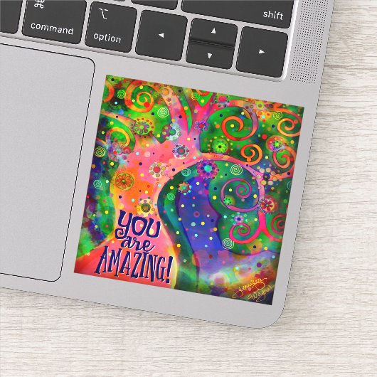 Je bent geweldig grillige roze boom sticker (Detail)