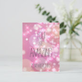 Je bent geweldig - Roze Glitter Inspirerend Quote Briefkaart (Staand voorkant)