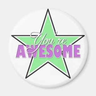 Je bent GEWELDIGE - Groene en Paarse Star Magnets Magneet