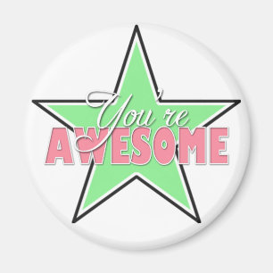 Je bent GEWELDIGE - Groene en Roze Star-magneten Magneet