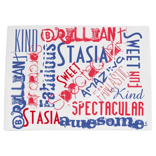 Je bent Geweldige! Rood wit en blauw, aangepast Groot Cadeauzakje (Voorkant)