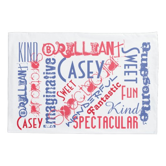 Je bent Geweldige! Rood wit en blauw, aangepast Kussensloop (Achterkant)