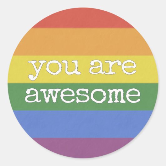 Je bent Geweldige Sticker regenboog (Voorkant)