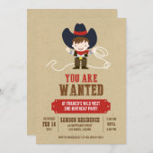 Je bent gewild Cowboy Westerne verjaardagsuitnodig Kaart (Voorkant / Achterkant)