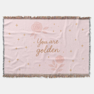 Je Bent Goud Roze Esthetische Bloemendesign Deken