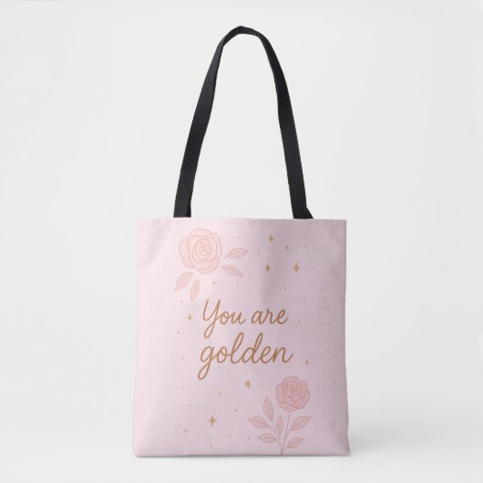 Je Bent Goud | Roze Esthetische Bloemendesign Draagtas (Voorkant)