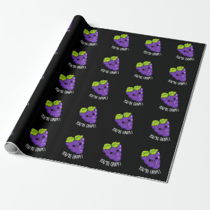 Je bent Grape Funny Fruit Pun Dark BG Cadeaupapier