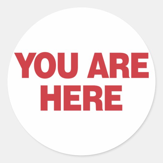 Je bent hier - Red Ronde Sticker (Voorkant)