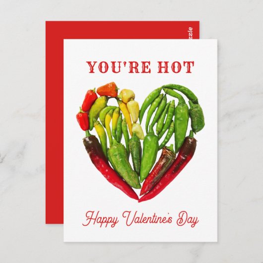 Je bent Hot Chili Peppers Heart Valentijns Briefkaart (Voorkant / Achterkant)