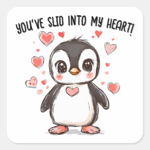 Je bent in de Valentijnsdag van mijn hartpinguïn g Vierkante Sticker