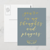 Je bent in mijn Gedachten & Gebeden Blauw & Goud Briefkaart (Voorkant / Achterkant)