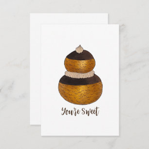 Je bent lief dank u crème puff choux bun gebak bedankkaart