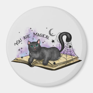 Je bent magisch - Mystieke Zwarte Kat &  Boek Magneet