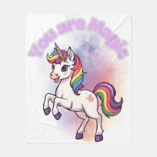 Je bent Magisch – Zoet Eenhoorn met Regenboogmanen Fleece Deken